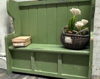 Dollhouse Miniature Weathered  Pew, Vintage Style Mini Furniture