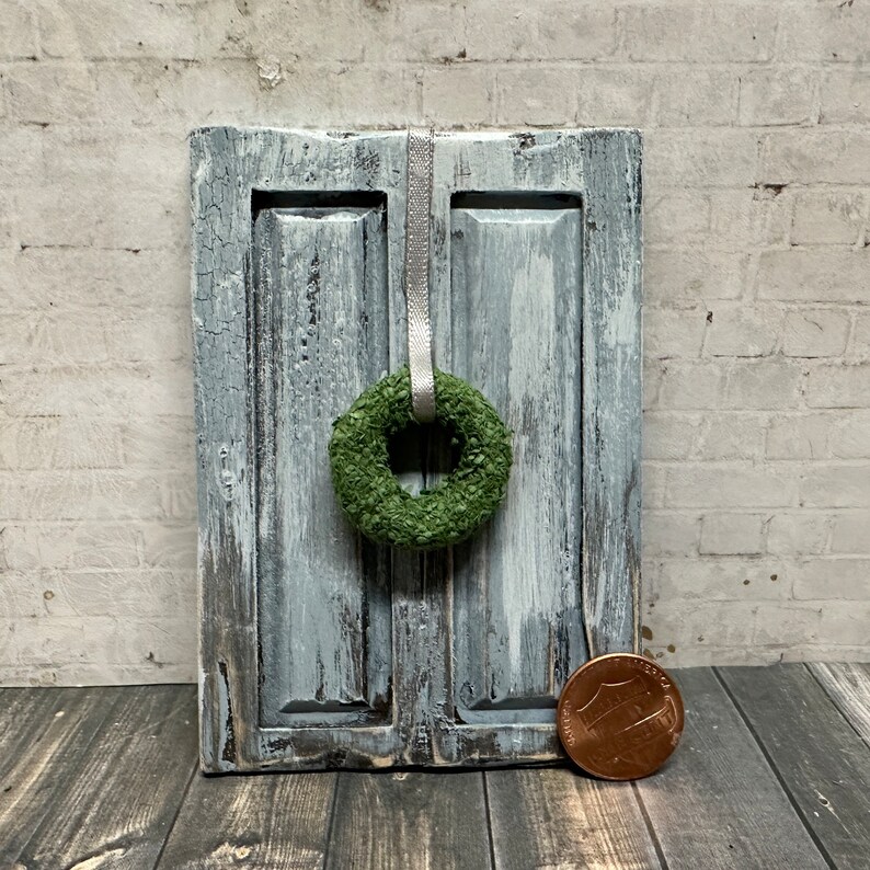 Dollhouse Miniature Very Weathered Decorative Wall Panel with Wreath image 3