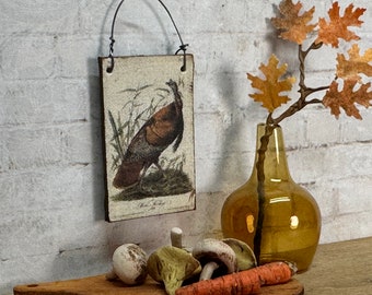 Dollhouse Miniature Turkey Wall Hanging, Miniature Thanksgiving Print