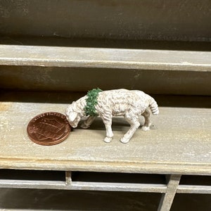 Dollhouse Miniature Vintage Spring Lamb Figurine with Wreath image 3
