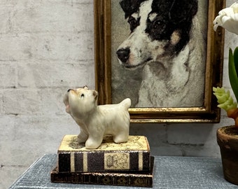 Dollhouse Miniature Terrier Figurine, Miniature Dog