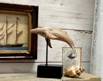 Dollhouse Miniature Whale Sculpture on Stand, Miniature Nautical Decoration