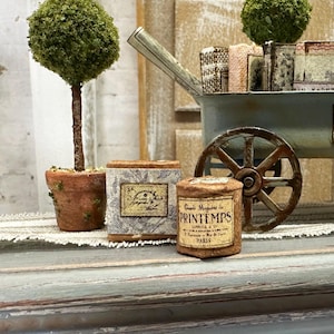 Dollhouse Miniature Pair of French Vintage Boxes, Mini Brocante Decoration