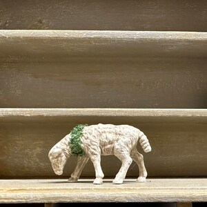 Dollhouse Miniature Vintage Spring Lamb Figurine with Wreath image 2