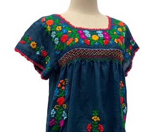 Handbestickte mexikanische mexikanische Bluse aus Baumwolle