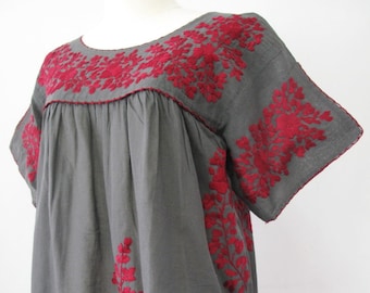 Mexican Embroidered Blouse Cotton Top Boho Blouse, Hippie Top, Peasant Blouse, Gypsy Top