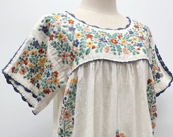Embroidered Mexican Blouse Handmade Top, Boho Blouse, Peasant Top, Oaxacan Blouse