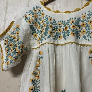 Hand Embroidered Blouse Mexican Cotton Top, Boho Blouse, Peasant Top, Oaxacan Blouse