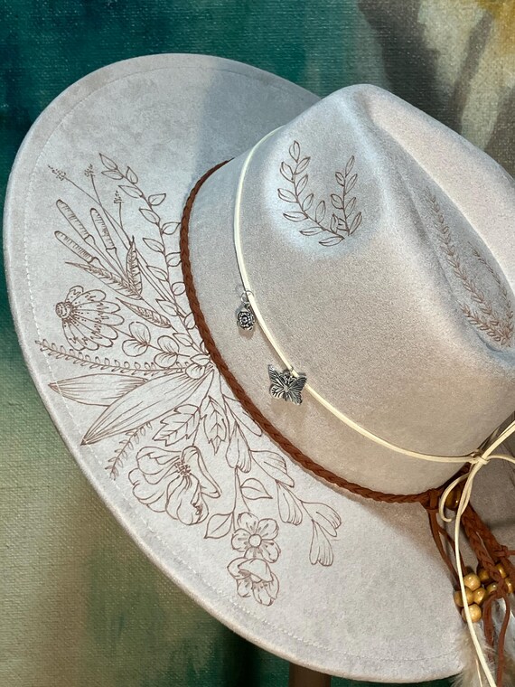 Whimsical Wildflowers - Hand Drawn, Burned Art on Boho  display picture 3