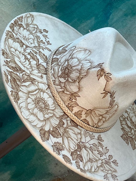 Wild Roses & Poppies - Hand Drawn, Burned Art on Boho/cowboy  display picture 1
