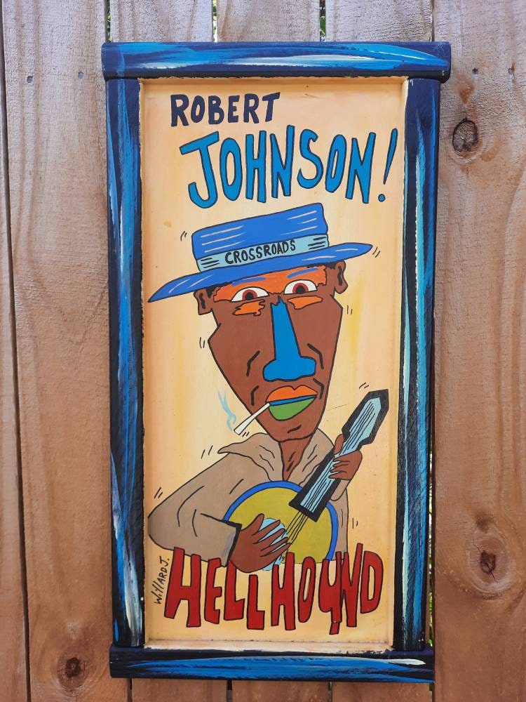 Crossroads Blues Juke Joint Folk Art Poster 