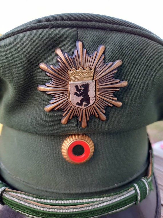 Vintage German Berlin State Police Cop Hat Helmet Cap… - Gem