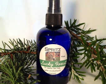 LUCKY FOREST Spritz Aromatherapy Spray  Essential Oils Fir, Tea Tree, Cedar, Eucalyptus & Rosemary  4oz.