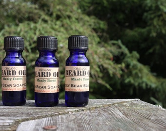 Organic Beard Oil MANLY MINT essential oil Lucky Bear Soap Co.