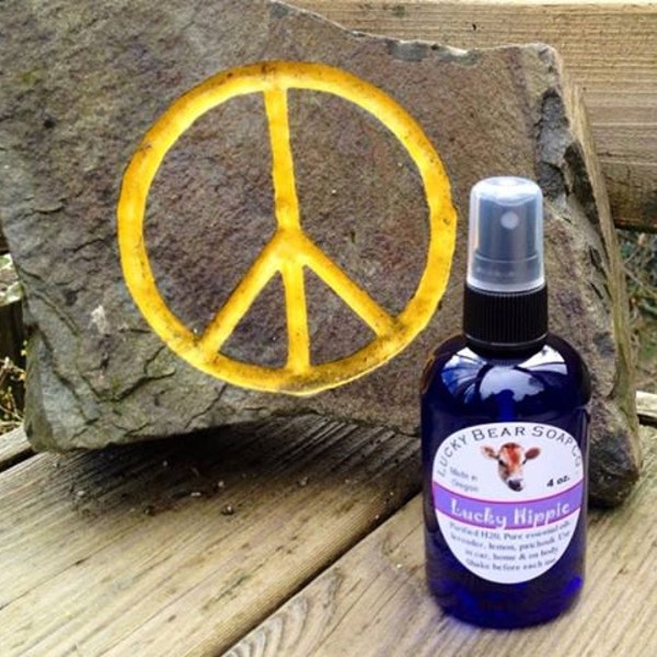 LUCKY HIPPIE Spritz Aromatherapy Spray  Essential Oils Patchouli, Lemon, Lavender 4oz.