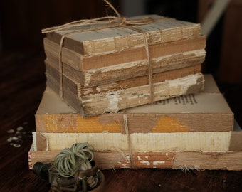 Fall Decor, Beige Books, Unbound Books, French Farmhouse Decor, Rustic Farmhouse, Shabby Chic, Old Rustic French Country Decor, Bare Books