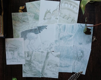 My Neighbor Totoro Book Pages – Vintage Ghibli Illustrations, Japanese Anime Ephemera, Junk Journal Supplies