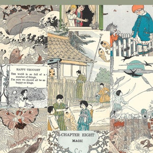 14 Seiten mit 40+ Vintage druckbaren Illustrationen aus Kinderbüchern, Variety Pack Digital Download Collage Sheets im PDF & JPG Format