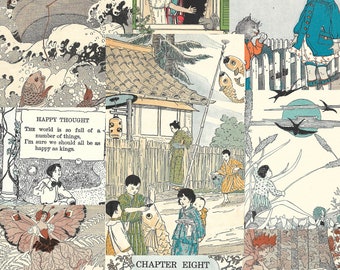 14 Pages of 40+ Vintage Printable Illustrations from Children&#39;s Storybooks, Variety Pack Digital Download Collage Sheets in PDF & JPG Format