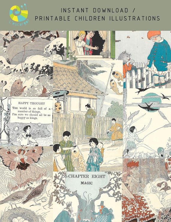 Vintage Children's Storybook Illustrations: Printable Collage Sheets (PDF & JPG)