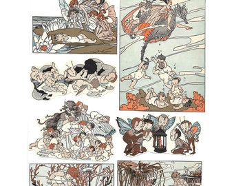 Digital Download 12 Pages of Vintage Printable Fairy Illustrations from Children&#39;s Storybooks, Variety Pack Collage Sheets in PDF&JPG Format