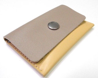 Small purse purse wallet leather, business card cases credit cards mini wallet Handmade leather cases Beige Grey