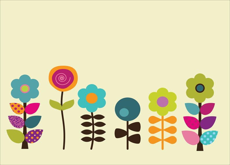 Flowers Decal REUSABLE FABRIC Decal Mod Flowers Decal Etsy