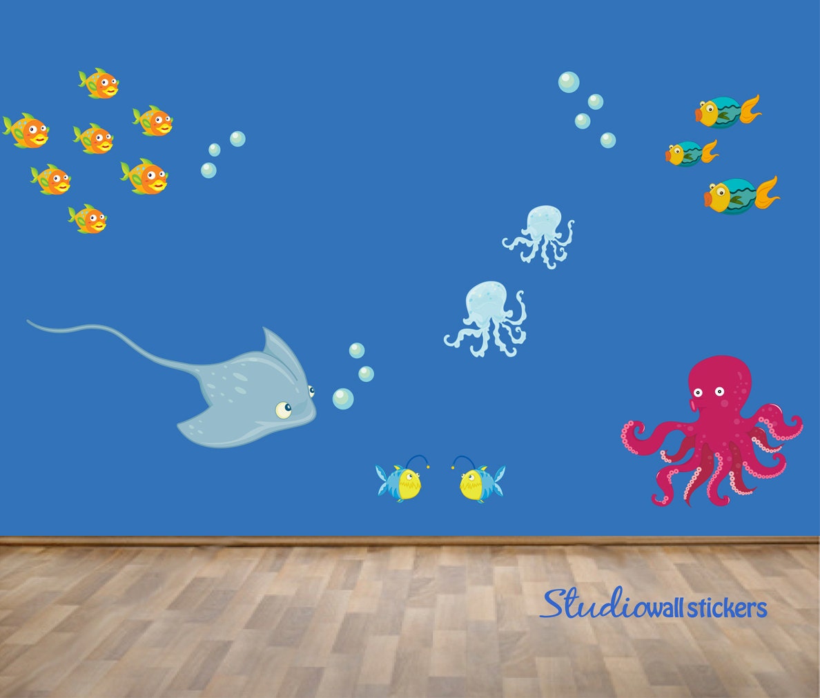 PEEL and STICK Reusable Fish Sea Wall Decal Childrens Wall Etsy