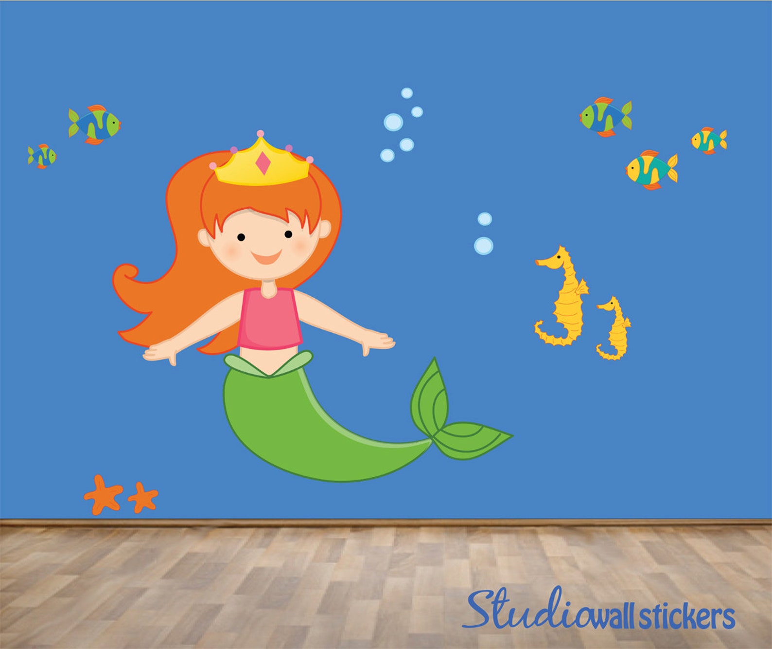 REUSABLE Mermaid Wall Decal Childrens Wall Decal Etsy