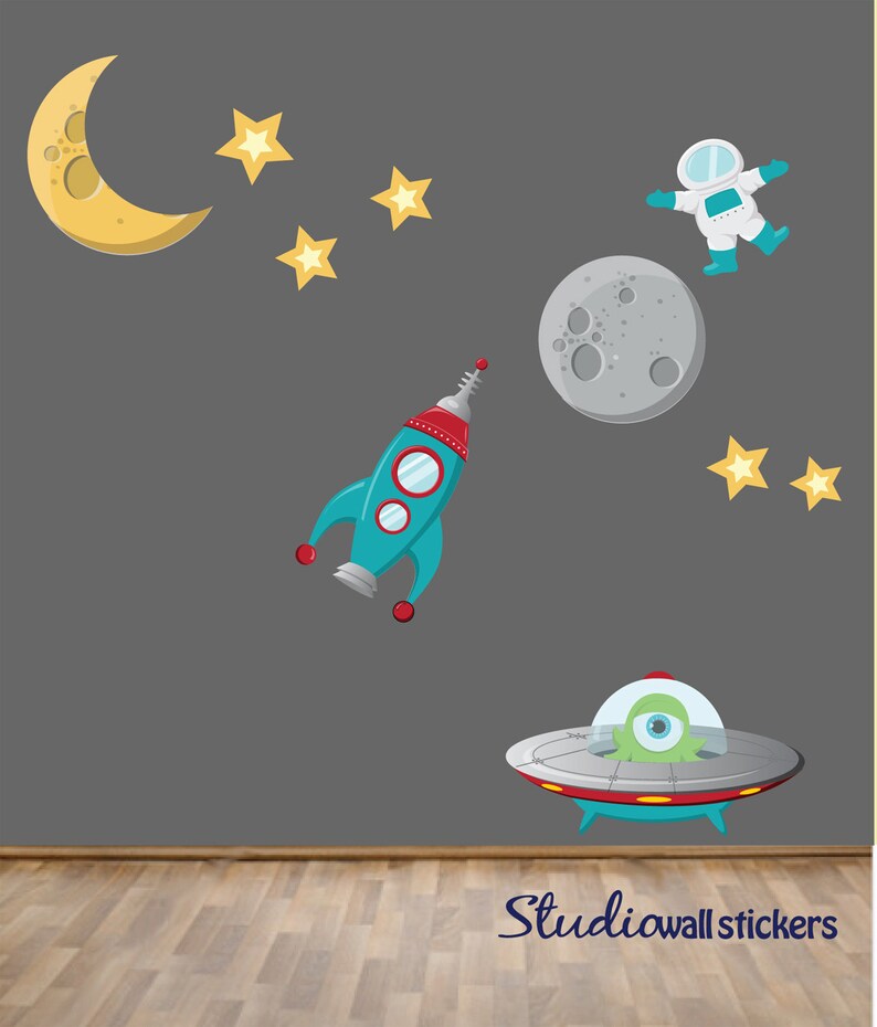 Spaceship Wall Decal Childrens Fabric Reusable Wall Decal Etsy