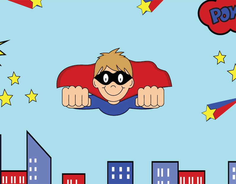 REUSABLE Superhero Wall Decal extra large Childrens Fabric Wall Decal