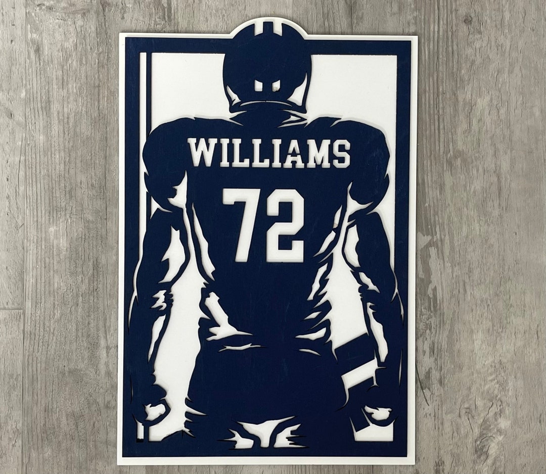 Football Player Sign Custom Football Player Wood Sign Last Etsy