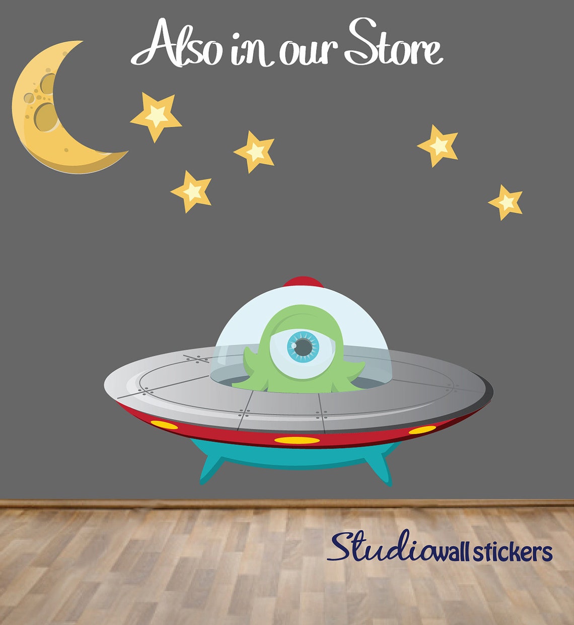 Spaceship Wall Decal Childrens Fabric Reusable Wall Decal Etsy