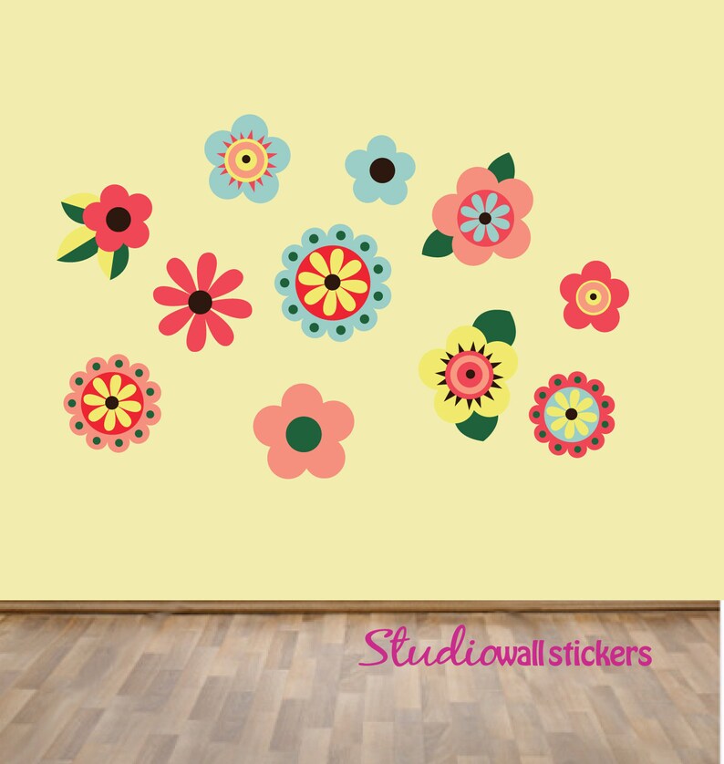 Flowers Wall Decal Childrens Reusable Decal Etsy