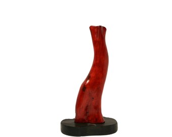 Modern Wood Sculpture  Abstract Wood Art  Red Abstract Sculpture   Minimalist Sculpture Art