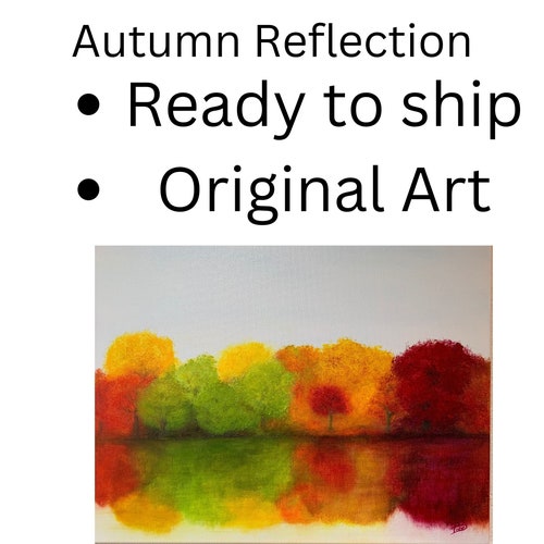 Autumn Fall Painting. shops Fall Painting. Autumn wall art. Fall Leaves Landscape Painting.