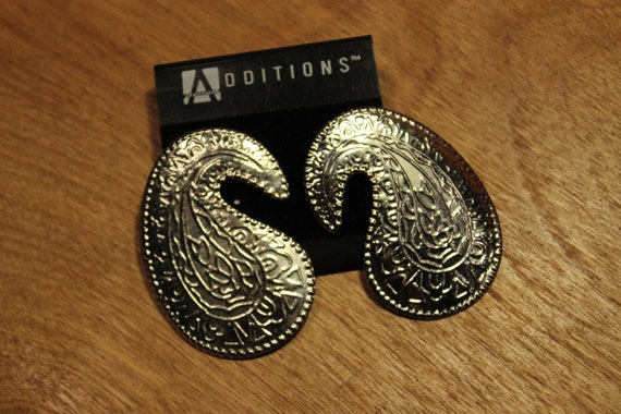 Vintage Large Silver Abstract Earrings, item #101 - image 1