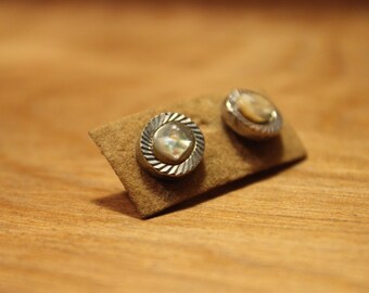 Vintage Silver/Multi Colored Stone Accent Earrings