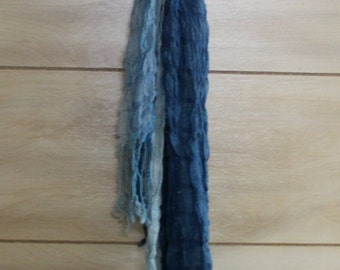 Multi-Blue Scarf with Tassels