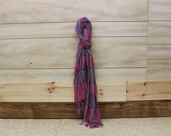 Pink, Blue, and Purple Striped Scarf