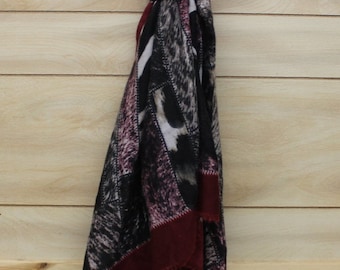 Red, Black, and White Marbled Scarf