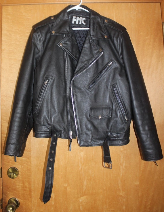 FMC Black Leather Jacket - Etsy Israel