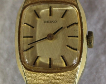 Vintage Seiko Brown Leather and Gold Watch