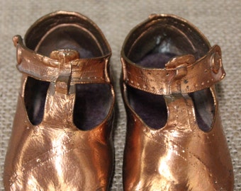 2-Piece Set | Vintage Copper Bronzed Baby Shoes