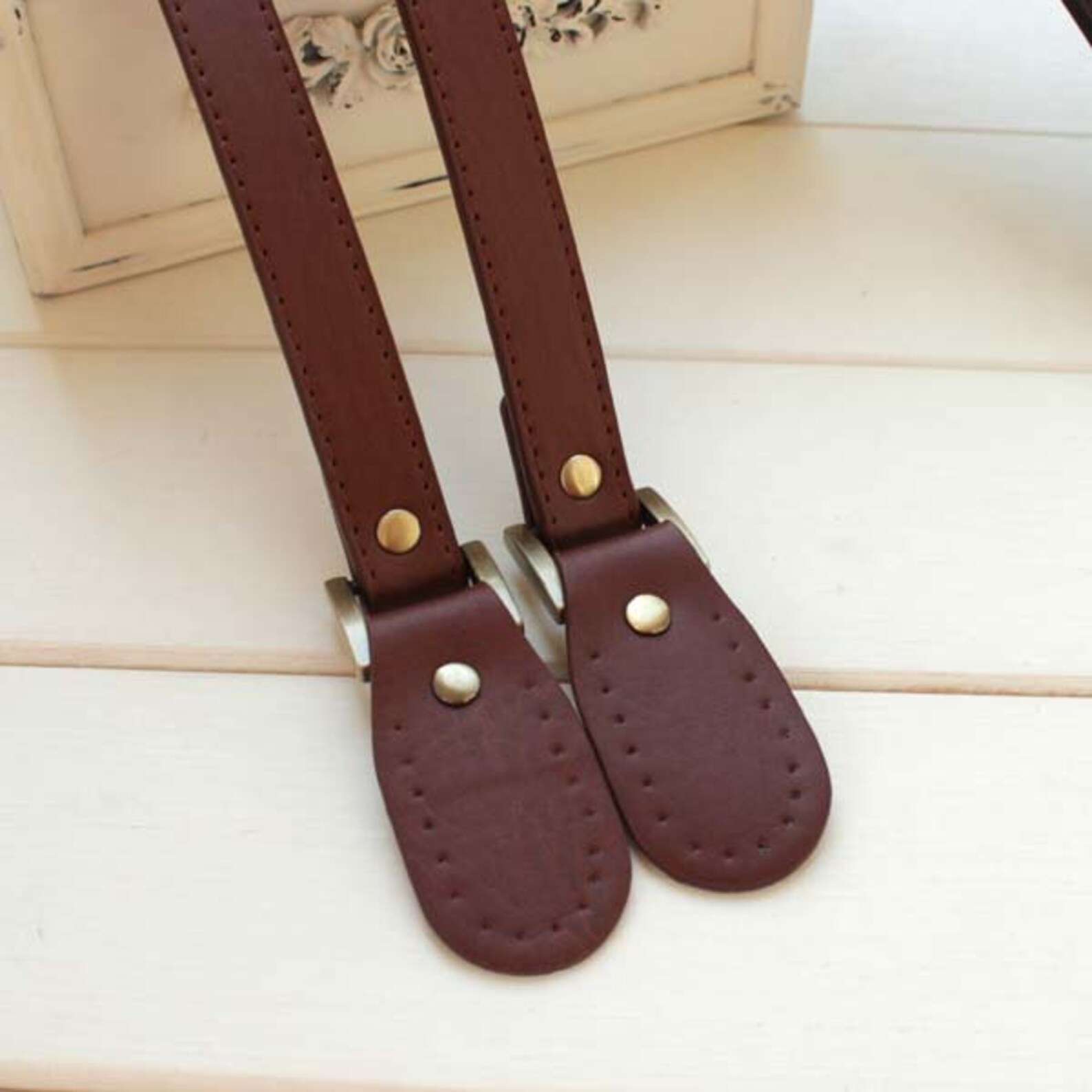 Pair 21 Inches PU Leather Bag Strap With Tabspunch Hole Ready Etsy