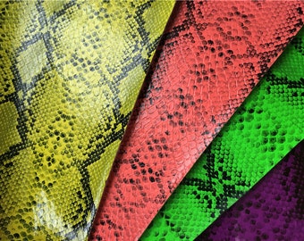 Half Yard Neon Snake Skin Fabric,Neon color Faux Leather Fabric For making boots,high-heeled,purses,Bags,Etc