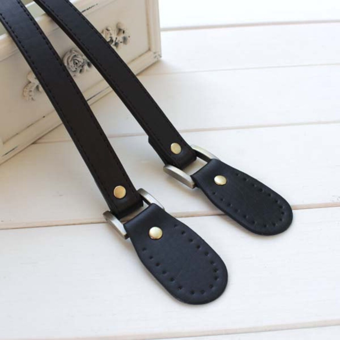 Pair 21 Inches PU Leather Bag Strap With Tabspunch Hole Ready Etsy