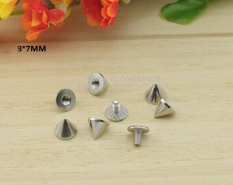 20pcs 8x7mm Bullet Spike Stud With Screwback Rivets Buttons For Punk DIY Finding Accessories