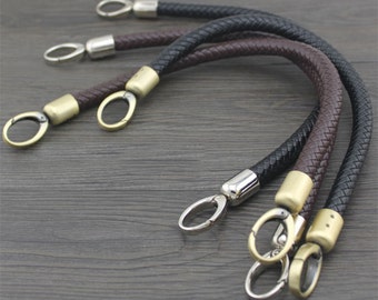 Pair Purse Handle Purse Crochet PU leather handles,Round Crochet PU Leather handles for bag purse tote,braided purses straps,purses handles