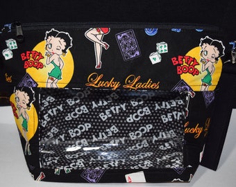 Project Bag, Window Bag, Vinyl Window Bag, Travel Bag, Ditty Bag, Bingo Bag, Knitting Bag, Sewing Bag, Crochet Bag, Betty Boop, Lucky Lady